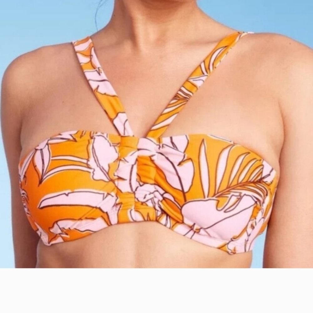 Kona Sol Orange and Pink Bikini Top